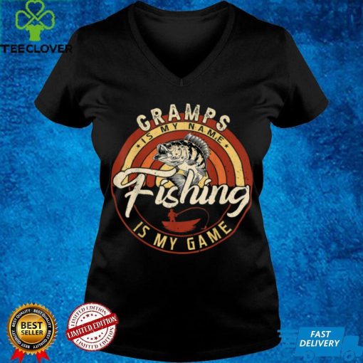 Vintage Gramps is Name Fishing is Game Fisherman Fathers Day T Shirt