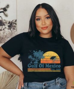 Vintage Gulf of Mexico Est 1550 Retro Beach Sunset T Shirt