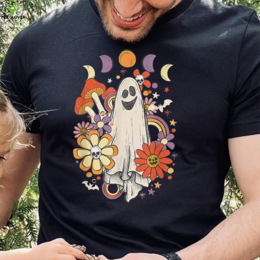Vintage Halloween Spooky Ghost Floral Hippie 2022 T Shirt