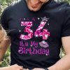 Vintage Happy 34 It’s My Birthday Crown Lips 34th Birthday Shirt