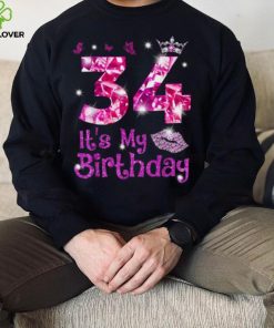 Vintage Happy 34 It’s My Birthday Crown Lips 34th Birthday Shirt