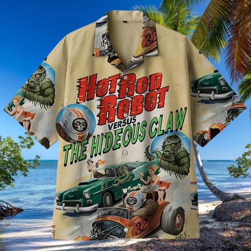 Vintage Hot Rod Poster 3D Full Print Hawaiian Shirt