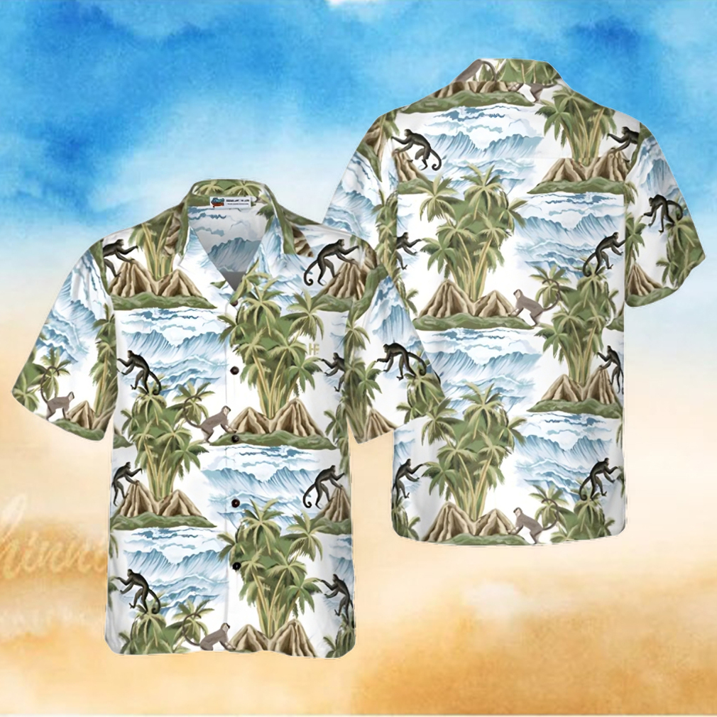 Vintage Island Palm Tree Monkey Hawaiian Shirt