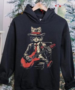 Vintage Jazz Cat Playing Guitar Band Retro Jazz Band T Shirt