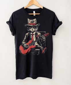 Vintage Jazz Cat Playing Guitar Band Retro Jazz Band T Shirt