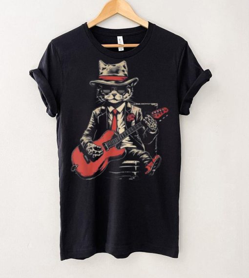 Vintage Jazz Cat Playing Guitar Band Retro Jazz Band T Shirt