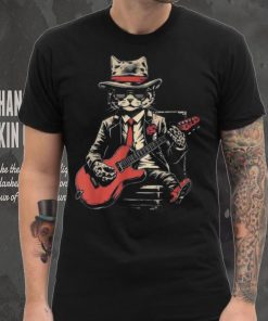 Vintage Jazz Cat Playing Guitar Band Retro Jazz Band T Shirt