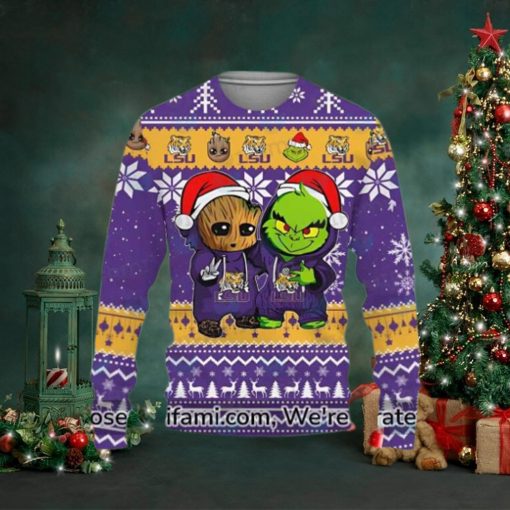 Vintage LSU Sweater Novelty Baby Groot Grinch LSU Football Gifts