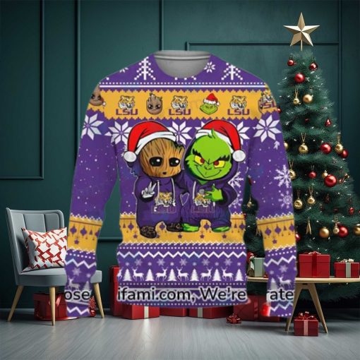 Vintage LSU Sweater Novelty Baby Groot Grinch LSU Football Gifts