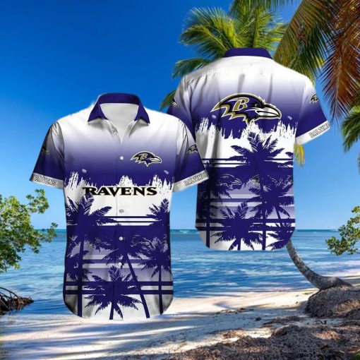 Vintage NFL Baltimore Ravens Hawaiian Shirt Palm Trees Gift For Son From Dad