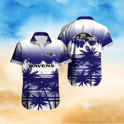 Vintage NFL Baltimore Ravens Hawaiian Shirt Palm Trees Gift For Son From Dad