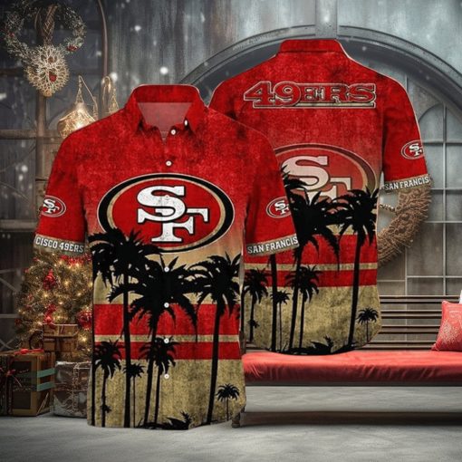 Vintage NFL San Francisco 49ers Hawaiian Shirt Summer Beach Gift, NFL Hawaiian Shirt