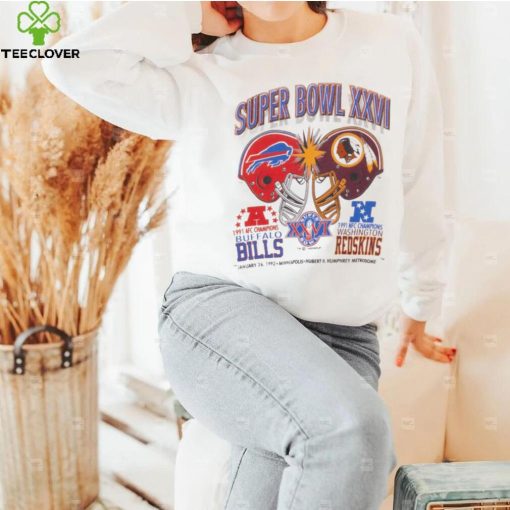 Vintage Nfl Super Bowl Bills Vs Redskins Sweathoodie, sweater, longsleeve, shirt v-neck, t-shirt 1992 Large Made In Usa