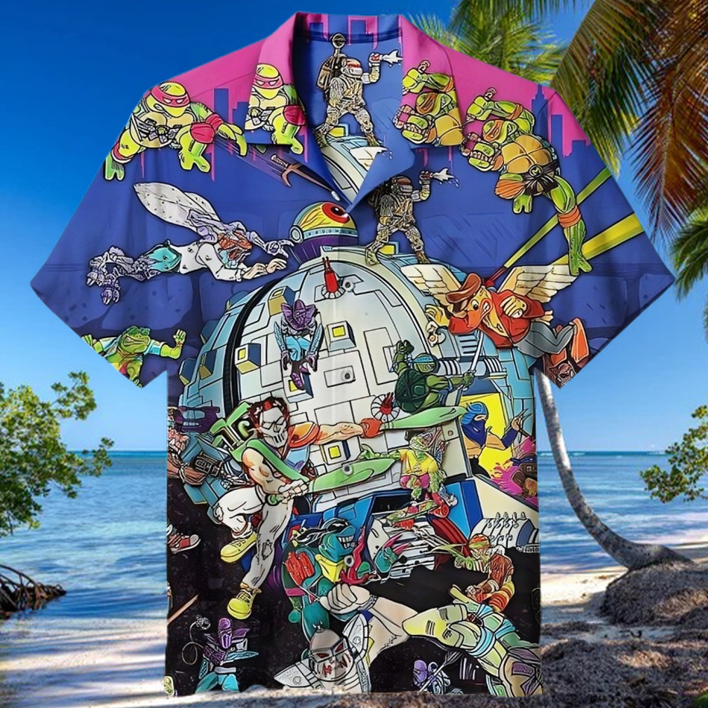 Vintage Ninja Turtles Pattern 3D Hawaiian Shirt