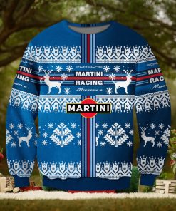 Vintage Racing Christmas Print Crew Neck Pullover Sweater