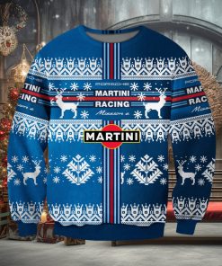 Vintage Racing Christmas Print Crew Neck Pullover Sweater