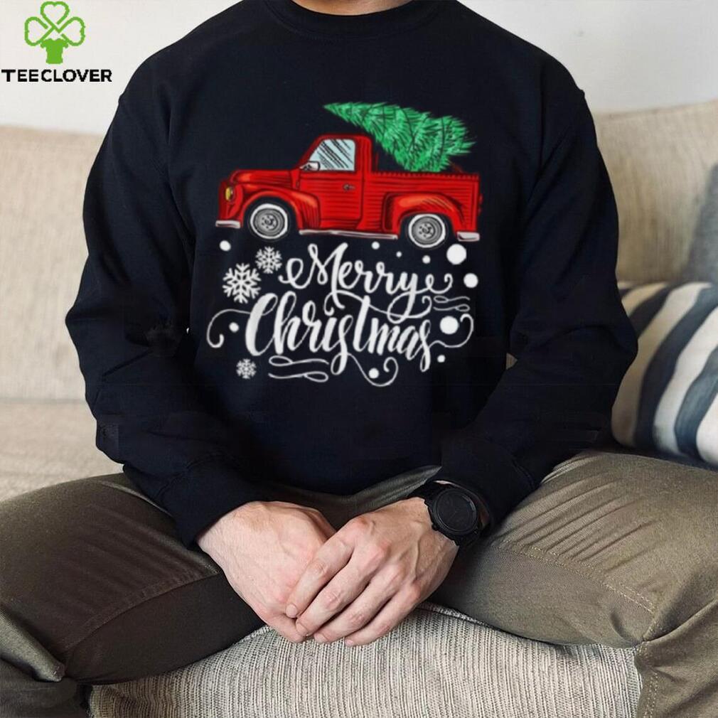 Vintage Red Truck With Merry Christmas Tree Family Matching Shirt Vintage Red Truck With Merry Christmas Tree Family Matching Shirt