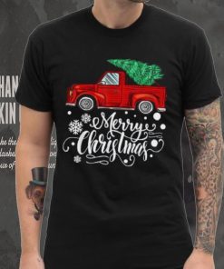 Vintage Red Truck With Merry Christmas Tree Family Matching Shirt