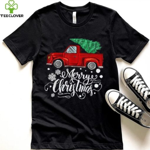 Vintage Red Truck With Merry Christmas Tree Family Matching Shirt