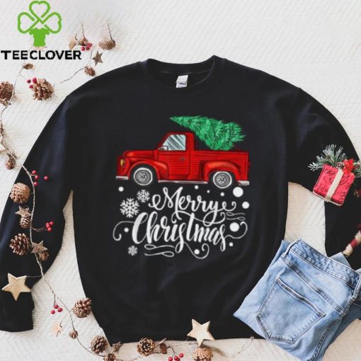 Vintage Red Truck With Merry Christmas Tree Family Matching Shirt