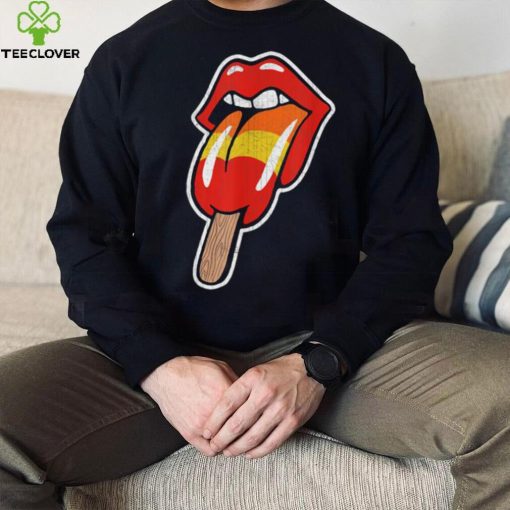 Vintage Retro Rock And Roll Lips With Popsicle Funny Sexy Shirt