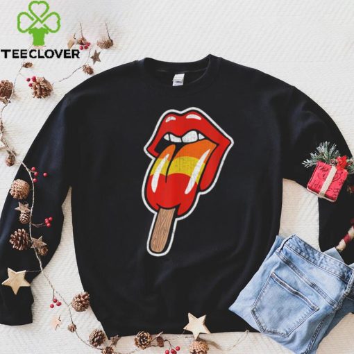 Vintage Retro Rock And Roll Lips With Popsicle Funny Sexy Shirt