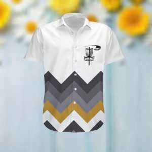 Vintage Retro Style Disc Golf Women Hawaiian Aloha Beach Button Up Shirt For Disc Golfers And Sport Lovers In Summer