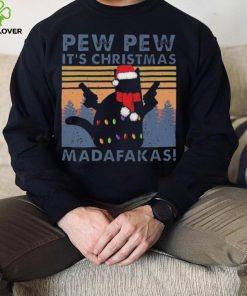 Vintage Santa Cat Pew Pew It’s Christmas Light Madafakas Shirt