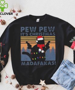 Vintage Santa Cat Pew Pew It’s Christmas Light Madafakas Shirt