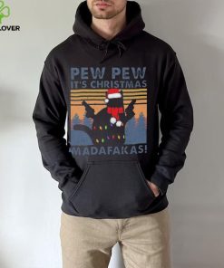 Vintage Santa Cat Pew Pew It’s Christmas Light Madafakas Shirt