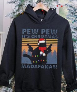 Vintage Santa Cat Pew Pew It’s Christmas Light Madafakas Shirt