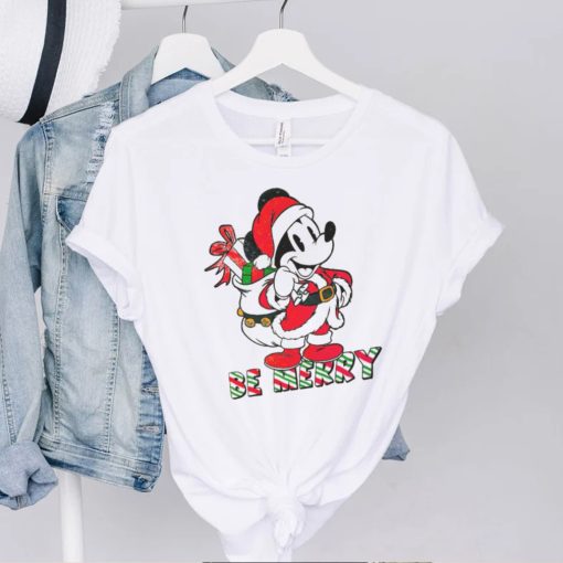 Vintage Santa Mickey Christmas Be Merry Shirt