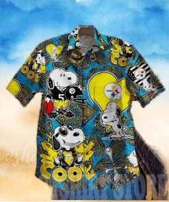 Vintage Snoopy And Pittsburgh Steelers Hawaiian Shirt And Shorts