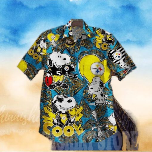 Vintage Snoopy And Pittsburgh Steelers Hawaiian Shirt And Shorts