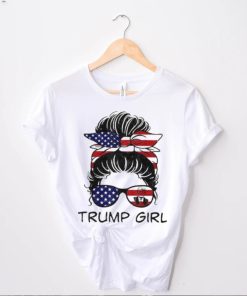 Vintage Trump Girl Messy Bun Republican American Flag T Shirt