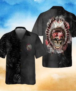 Vintage Wild West Native American Skull Hawaiian Shirt