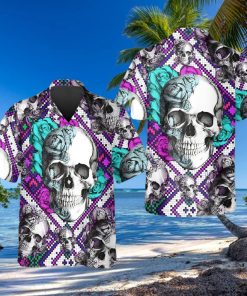 Violet Caro Skull Hawaiian Shirt