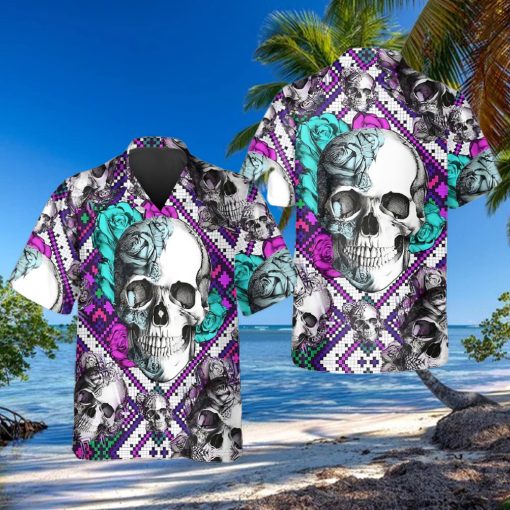 Violet Caro Skull Hawaiian Shirt