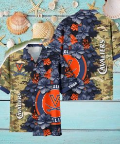 Virginia Cavaliers Custom Name Personalized Camo Flower Pattern Hawaiian Shirt