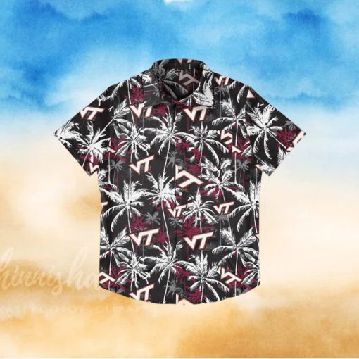 Virginia Tech Hokies Black Floral Hawaiian Shirt