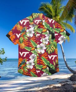 Virginia Tech Hokies Floral Hawaiian Shirt