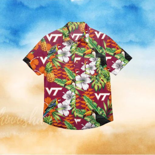 Virginia Tech Hokies Floral Hawaiian Shirt