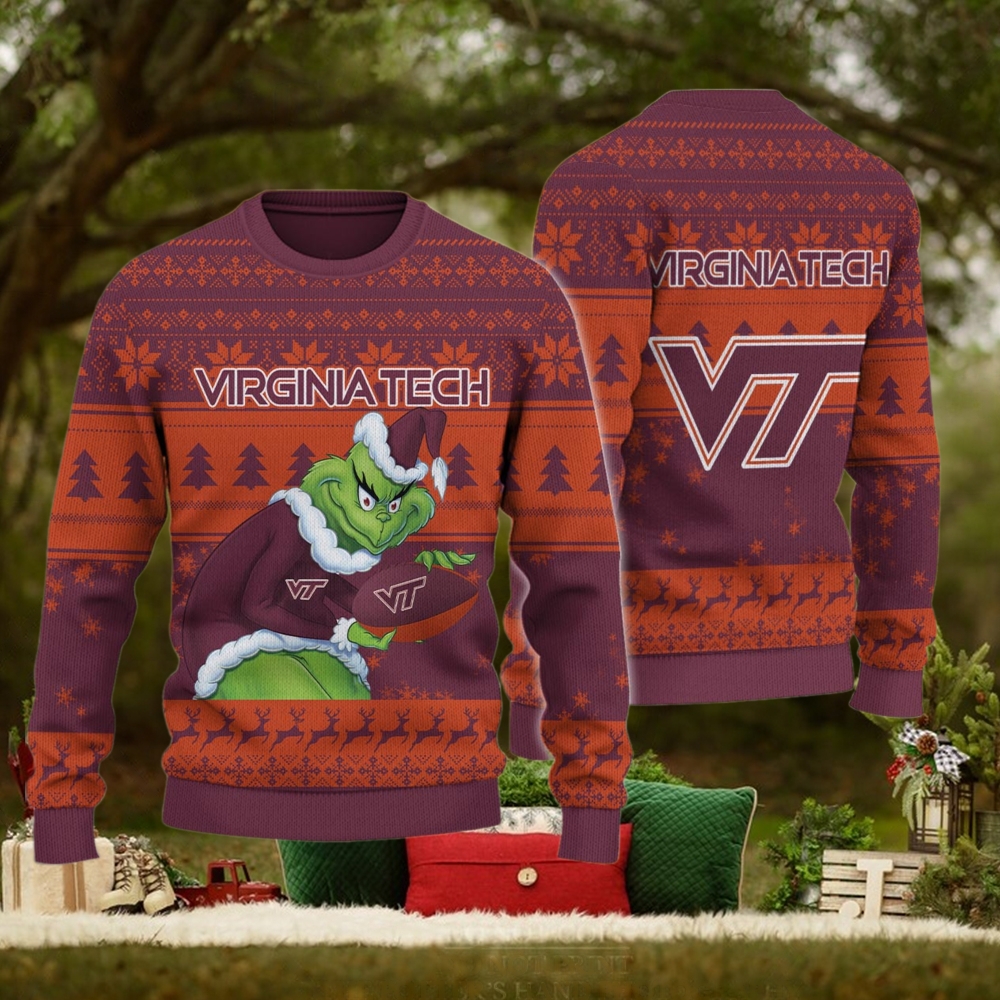 Virginia Tech Hokies Grinch Ugly Christmas Sweater Virginia Tech Hokies Grinch Ugly Christmas Sweater