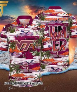 Virginia Tech Hokies NCAA Flower For Fan All Over Printed Hawaii Shirt And Tshirt