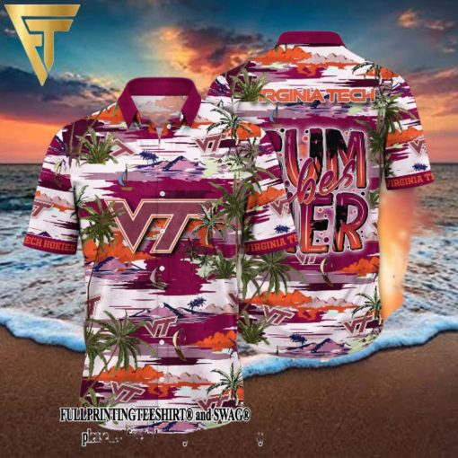 Virginia Tech Hokies NCAA Flower For Fan All Over Printed Hawaii Shirt And Tshirt
