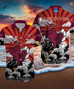Virginia Tech Hokies NCAA Surf Custom Name Men And Women Sports Teams Hawaiian Shirt Gift