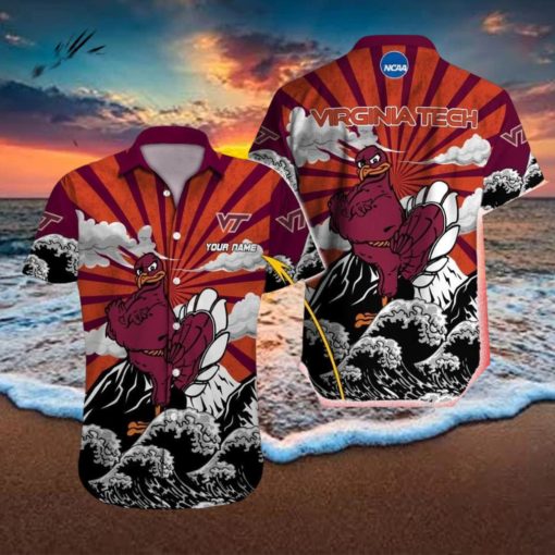 Virginia Tech Hokies NCAA Surf Custom Name Men And Women Sports Teams Hawaiian Shirt Gift