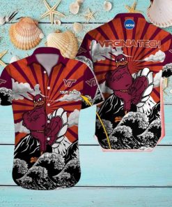Virginia Tech Hokies NCAA Surf Custom Name Men And Women Sports Teams Hawaiian Shirt Gift