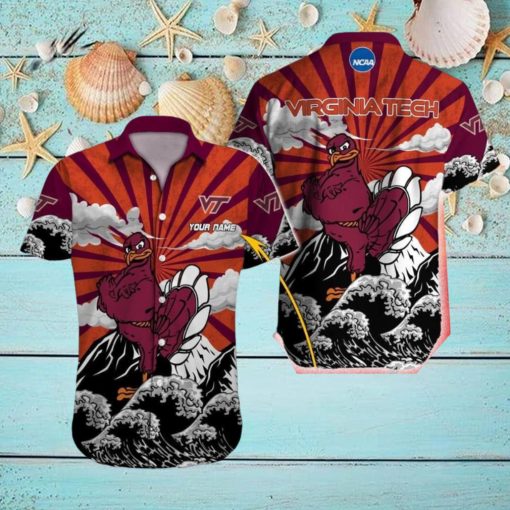 Virginia Tech Hokies NCAA Surf Custom Name Men And Women Sports Teams Hawaiian Shirt Gift