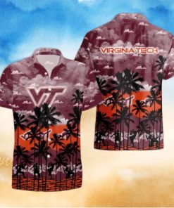 Virginia Tech Hokies Palms Tree Hawaiian Shirt